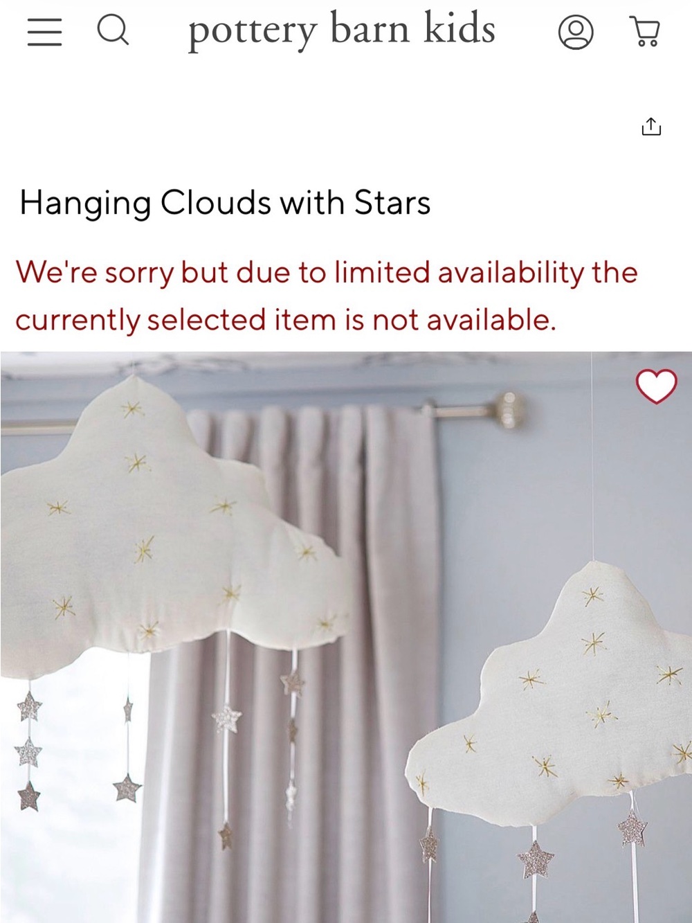 Pottery Barn Hanging Clouds with Stars